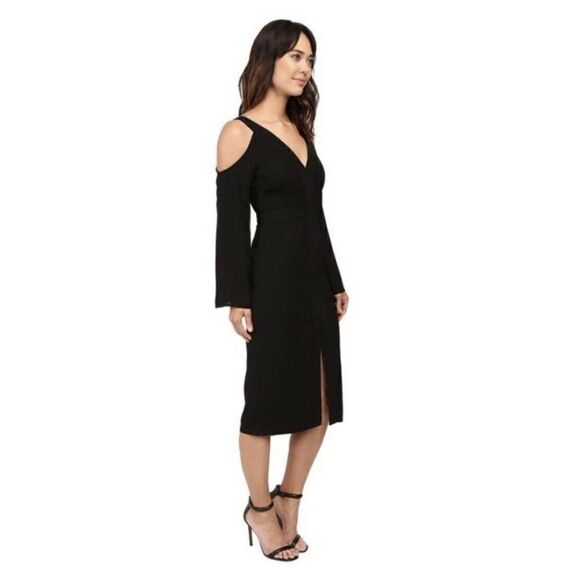 NWT KEEPSAKE THE LABEL XS COLD SHOULDER BELL SLEEVE MIDI DRESS IN BLACK $199 - Picture 5 of 8